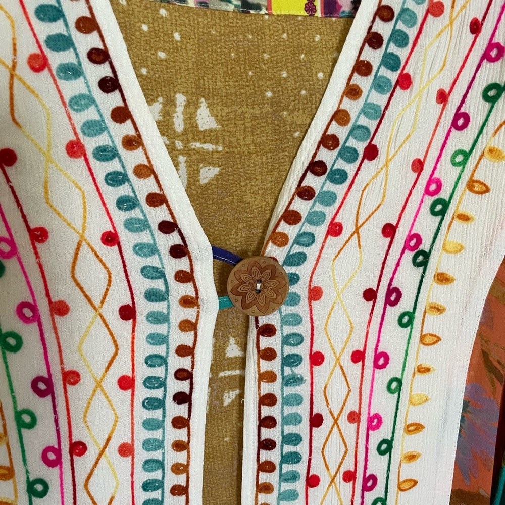 John Mark Colorful Patterned Kimono Cardigan. Boho. size Large. Like new! - Picture 5 of 13